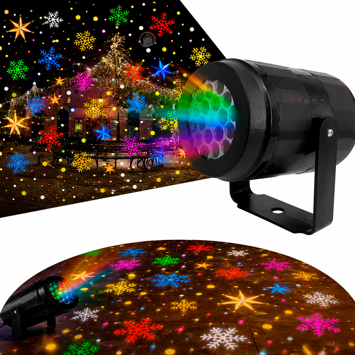Proyector Navideno Estrella Y Copos
