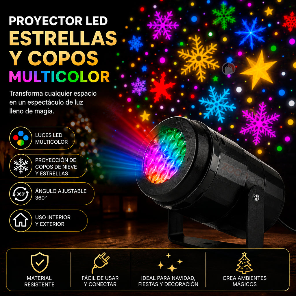 Proyector Navideno Estrella Y Copos